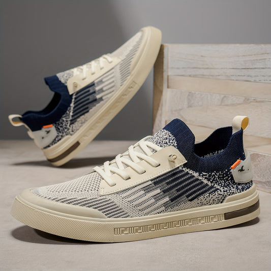 Men's Two Tone Knit Lace Up Sneakers