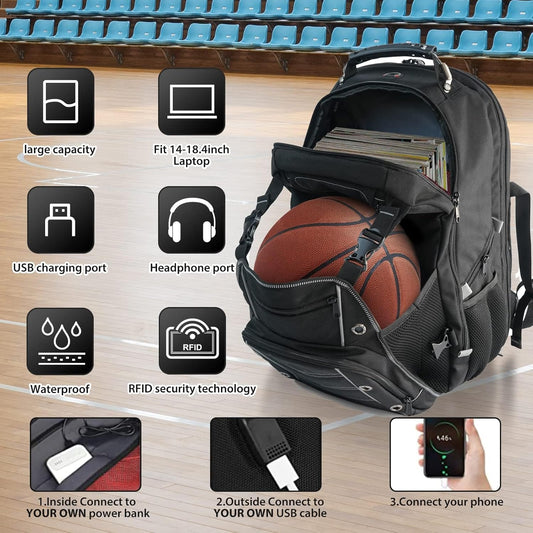 55L Extra Large Travel Laptop Backpack With USB Port