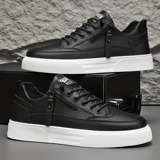 Premium Leather Side-Zip Sneakers