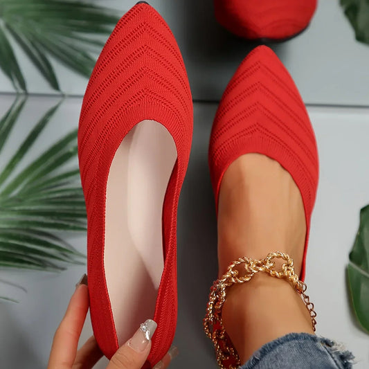 Pointed Toe Knit Ballet Flats
