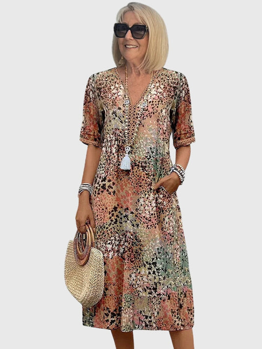Floral Print Midi Dress With Flattering Fit