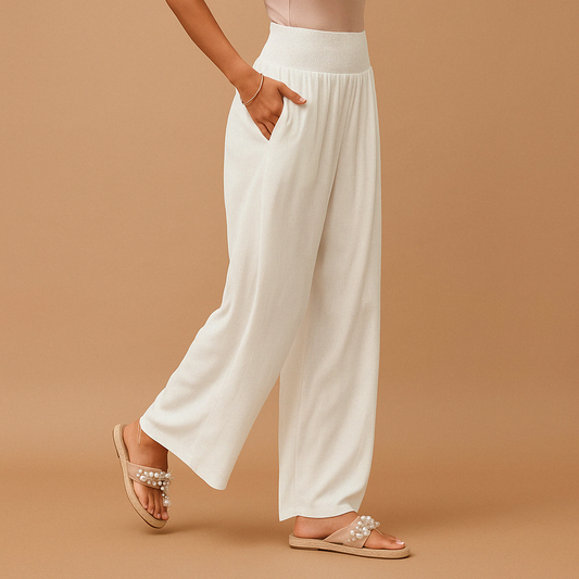 High Waist Wide Leg Trousers With Side Pockets