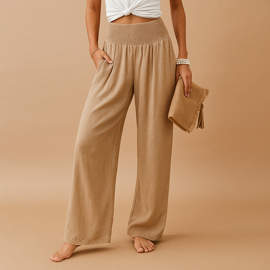 High Waist Wide Leg Trousers With Side Pockets