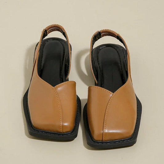 Vegan Leather Slingback Slip-On Flats