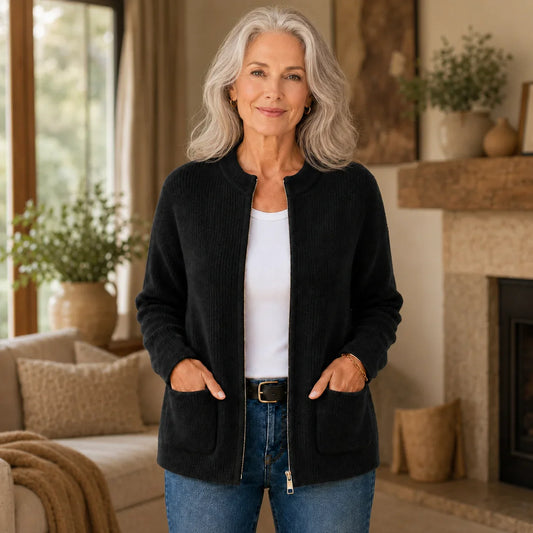 Open Front Long Sleeve Knit Cardigan