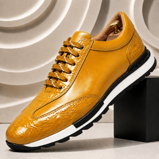 Men's Smart Leather Look Low Top Sneakers