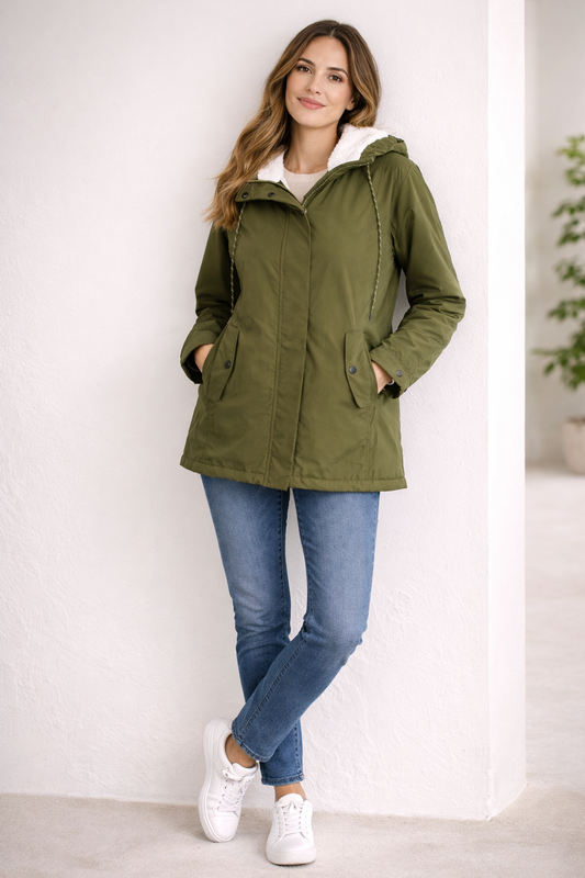 Women's Padded Mid Length Hooded Winter Jacket