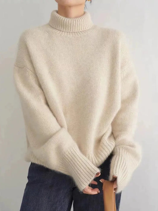 Oversized Cashmere Turtleneck Pullover