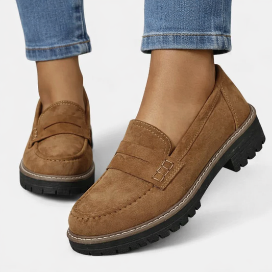 Comfort Slip-On Loafers with Low Block Heel