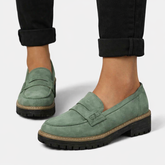 Comfort Slip-On Loafers with Low Block Heel