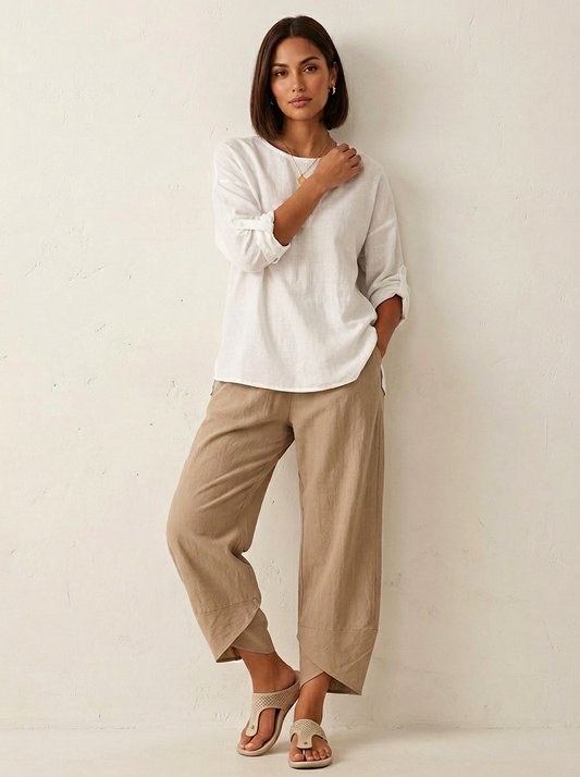 Relaxed Fit Wide Leg Casual Pants