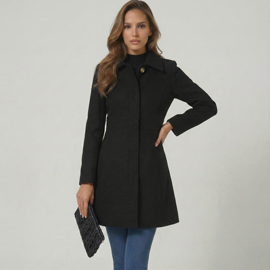 Elegant A-Line Coat with Button Closure