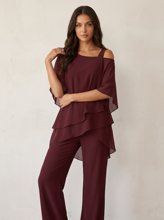 Elegant Chiffon Two Piece Set
