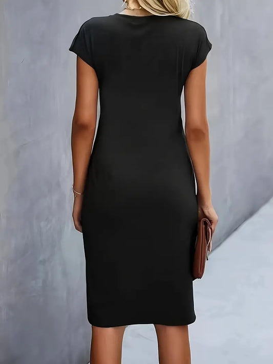 Katrien Tailored Round Neck Midi Dress