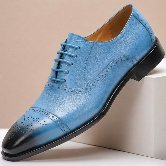 Men's Textured Leather Look Derby Shoes