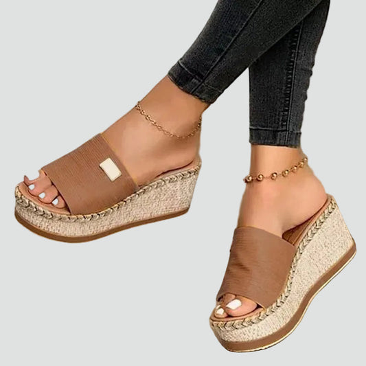 Orthopedic Woven Sole Wedge Slide Sandals