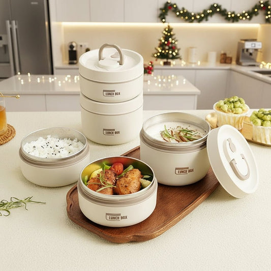 Insulated Stainless Steel Lunch Box With Carry Bag