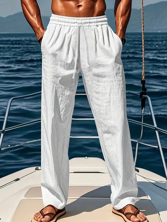 Wide Leg Breathable Linen Trousers