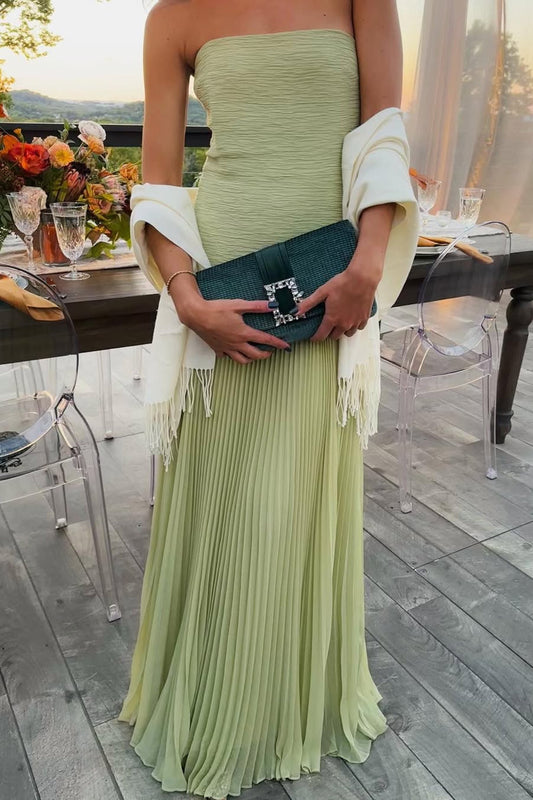 Strapless Drop Waist Maxi Wedding Guest Dress