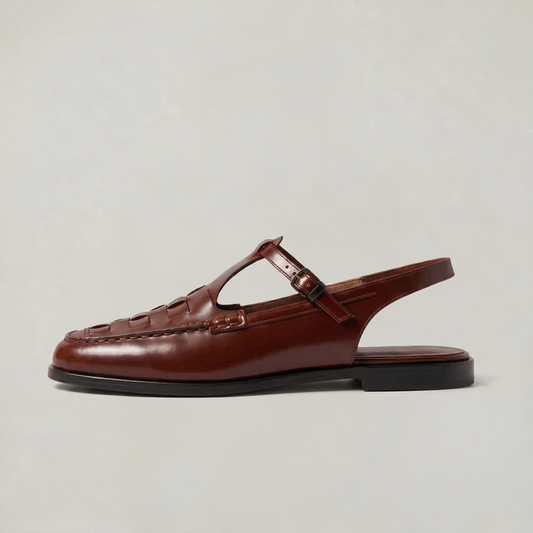 Women's Woven Slingback T-Bar Flat Sandals