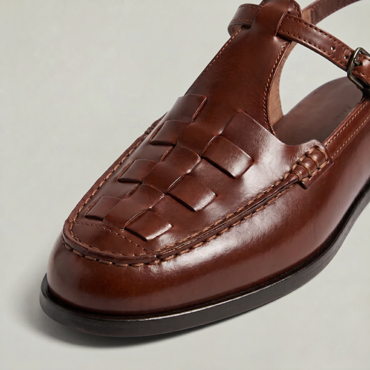 Women's Woven Slingback T-Bar Flat Sandals