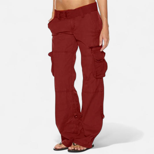 Wide-Leg Cotton Cargo Pants With Pockets