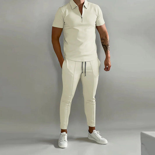Half-Zip Shirt and Pants Two-Piece Set