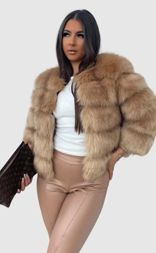 Lacy Faux Fur Coat with Plush Finish