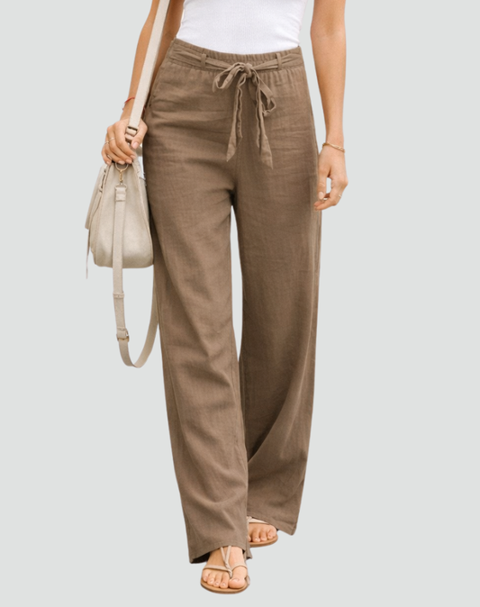 Wide-Leg Tie Waist Summer Pants