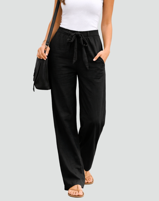 Wide-Leg Tie Waist Summer Pants