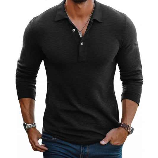 Men's Slim Fit Long Sleeve Polo Shirt