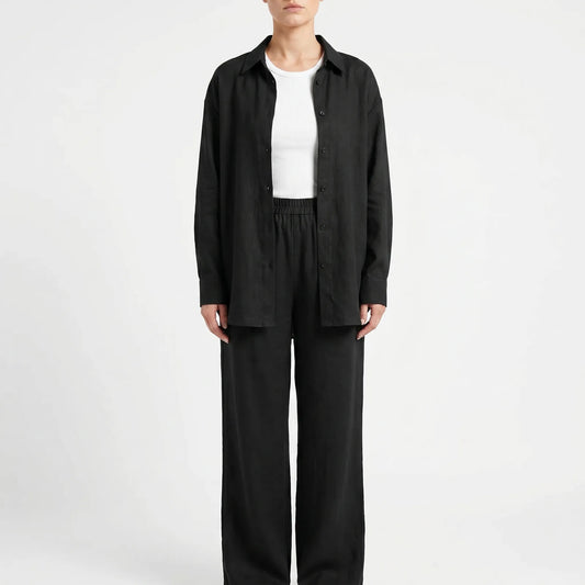 Coordinated Wide-Leg Shirt and Trouser Set