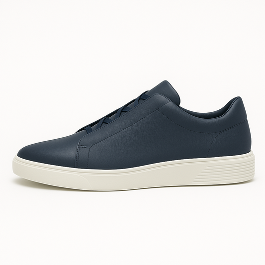 Minimalist Leather Sneakers with Stretch Laces