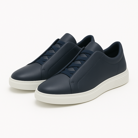 Minimalist Leather Sneakers with Stretch Laces