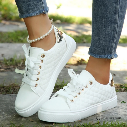 Quilted Lace-Up Casual Sneakers