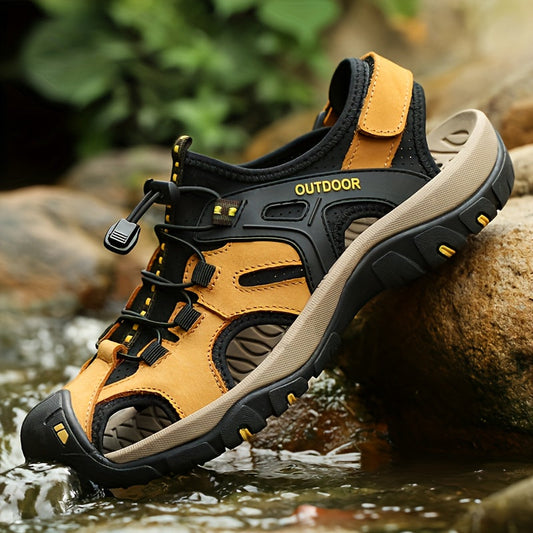 Men's Closed Toe Elastic Strap Leather Sandals