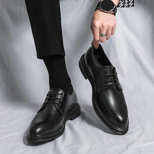 Men's Black Patent Leather Derby Dress Shoes – Formal Lace-Up Footwear