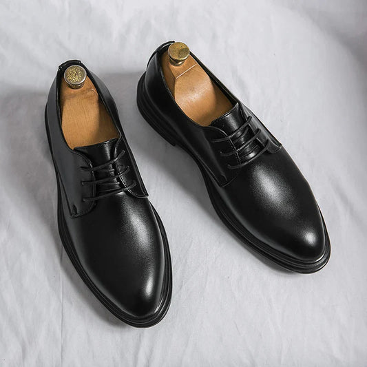 Men's Black Patent Leather Derby Dress Shoes – Formal Lace-Up Footwear
