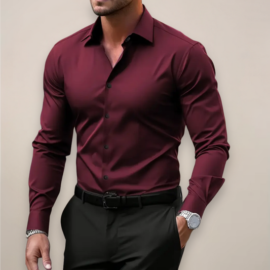 Men's Long Sleeve Notched Collar Button Shirt