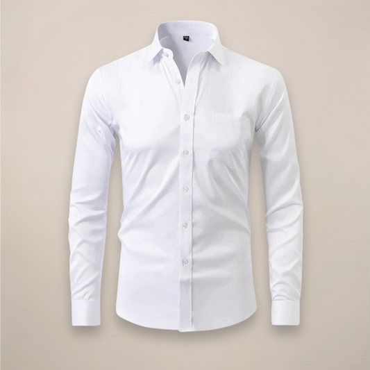 Men's Wrinkle-Free Long Sleeve Point Collar Dress Shirt