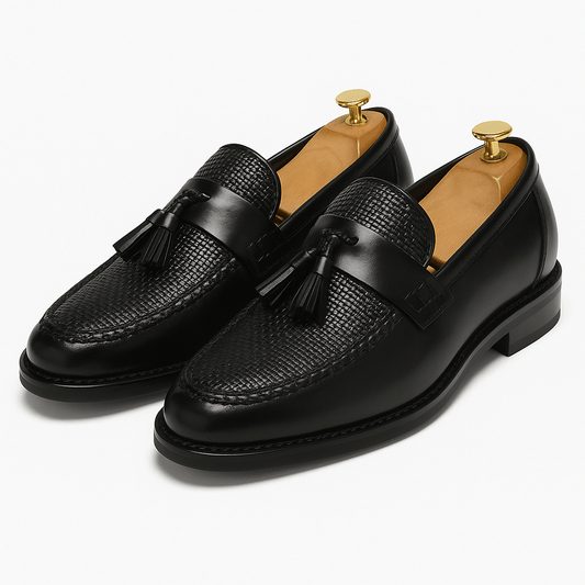 Woven Tassel Loafers for Men Slip-On Dress Shoe