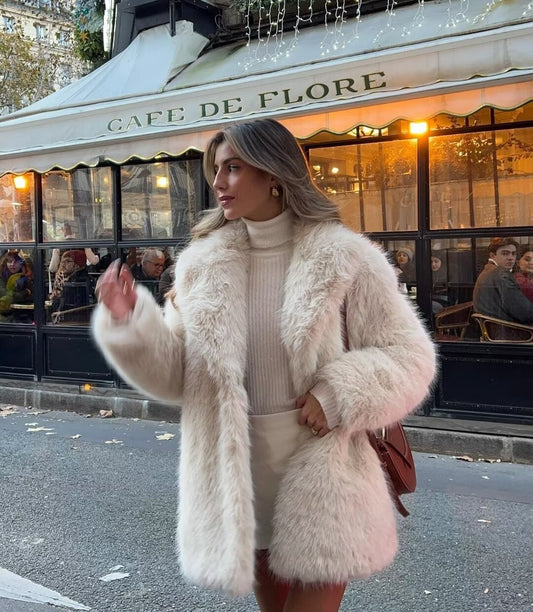 Women's Luxury Faux Fur Jacket With Warm Lining