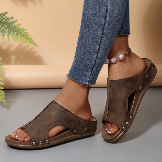 Women's Cut Out Rhinestone Slide Sandals