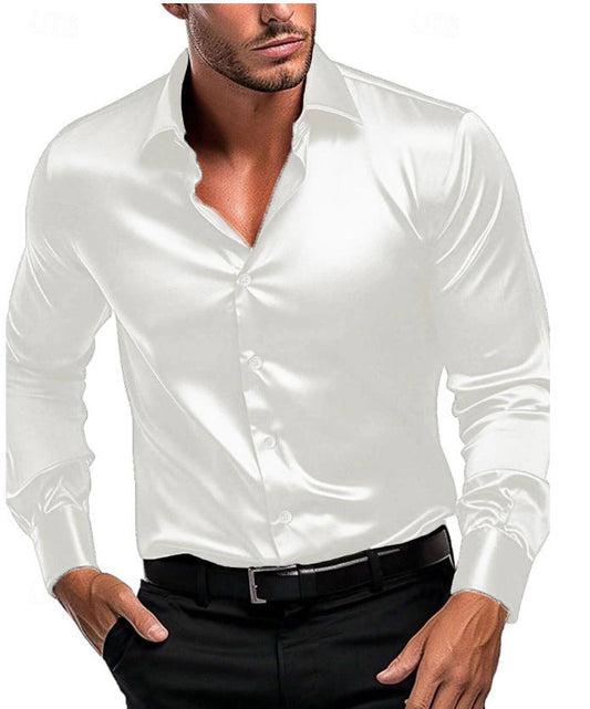 Men's Silk Shirt With Italian Collar and Button Placket