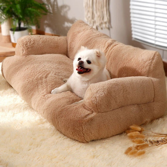 Raised Rim Faux Fur Calming Pet Bed