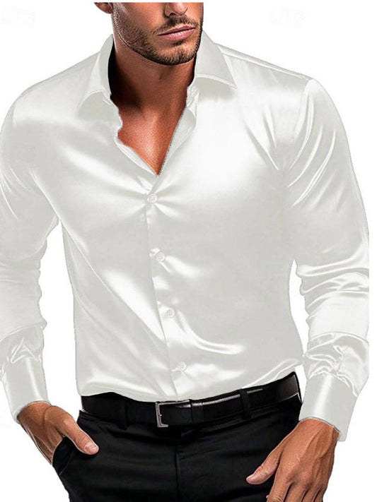Men's Silk Shirt With Italian Collar and Button Placket
