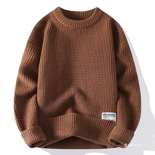Men's Waffle Knit Crew Neck Jumper