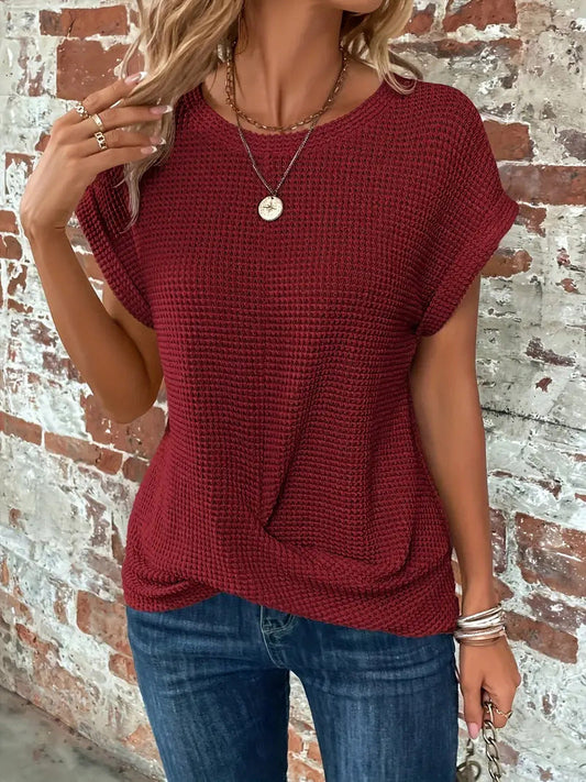 Relaxed Waffle Knit Casual Tee