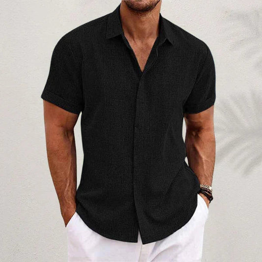Men's Short Sleeve Cotton Linen Shirt