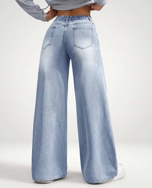 Mary | Wide Leg Jeans with Patch Front Pockets
